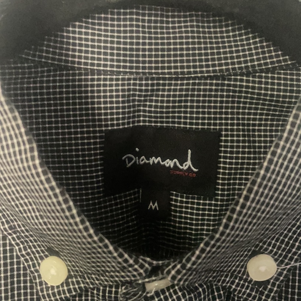 Diamond Supply Co Dress Shirt Button Up Checkered Men’s Size Medium - Picture 3 of 4